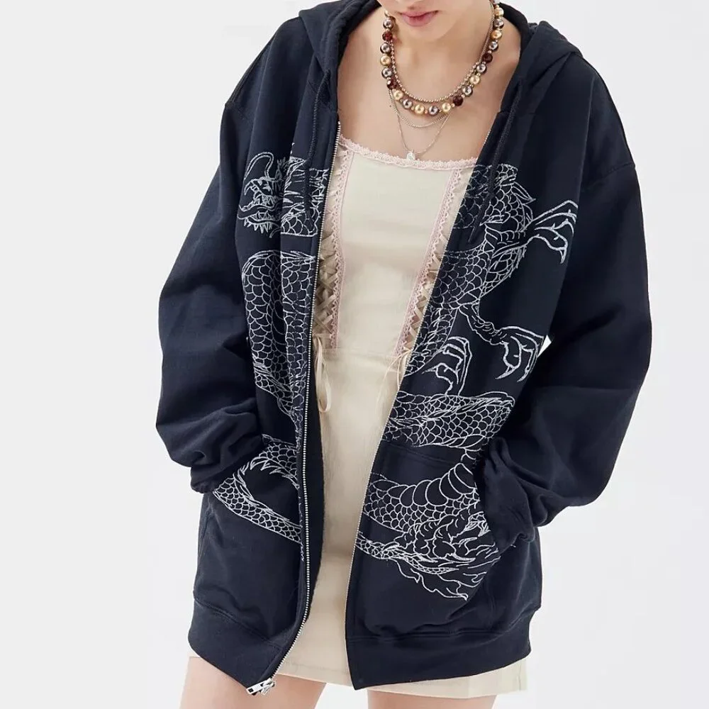 Project Social T Women's Zip Hoodie "Dragon" Black NWT - Picture 3 of 7